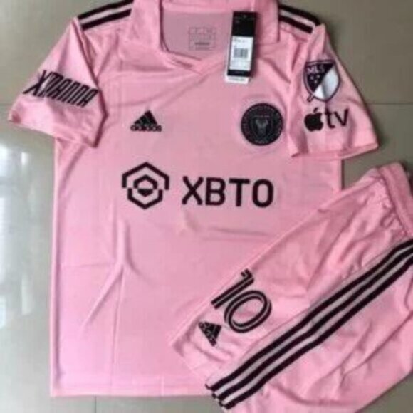 Kids - 2023 Inter Miami Home #10 Messi Soccer Jersey and Shorts Set - Picture 1 of 8